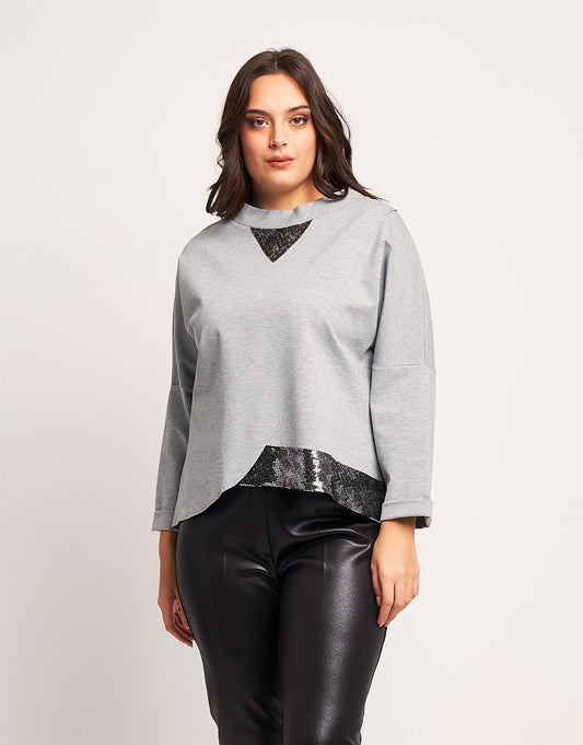 Felpa in punto Milano con paillettes curvy