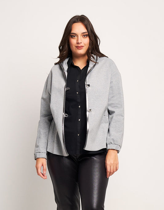 Felpa in punto Milano con zip e cappuccio curvy