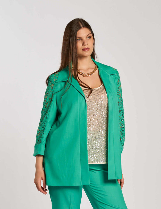 Giacca aperta con maniche in pizzo curvy