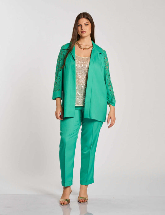 Giacca aperta con maniche in pizzo curvy