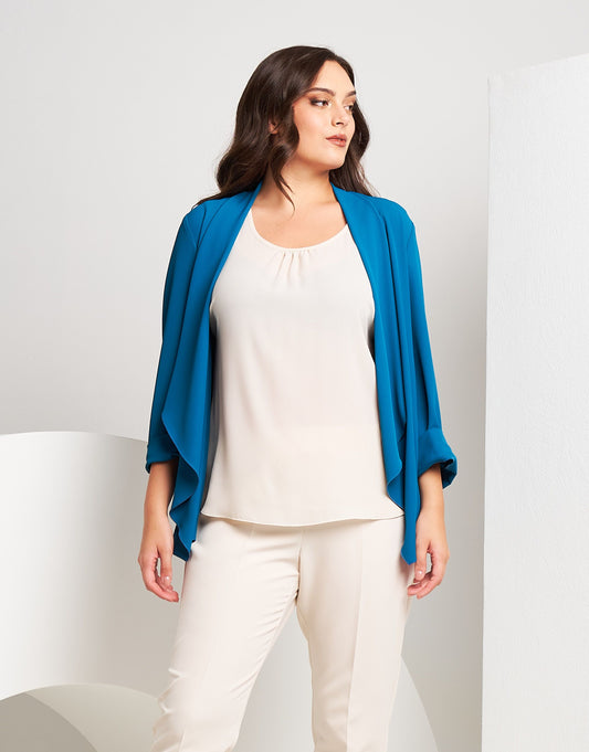 Giacca aperta in fluido con punte curvy