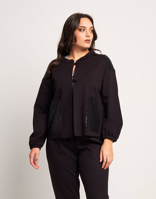 Giacca bomber con dettagli di paillettes curvy
