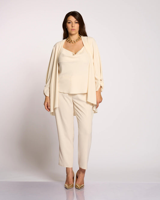 Giacca con polsi arricciati e bottoncino curvy