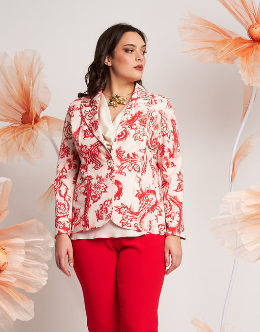 Giacca fantasia con bottone curvy