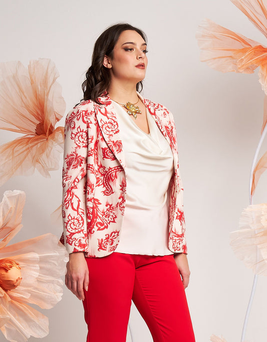 Giacca fantasia con bottone curvy