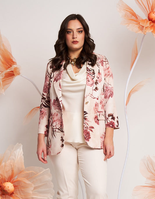 Giacca fantasia con maniche tre quarti curvy