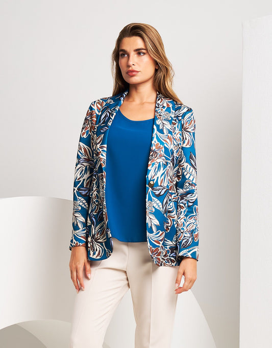 Giacca fantasia floreale pavone
