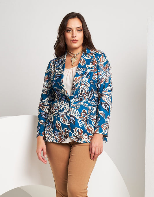 Giacca fantasia floreale pavone curvy