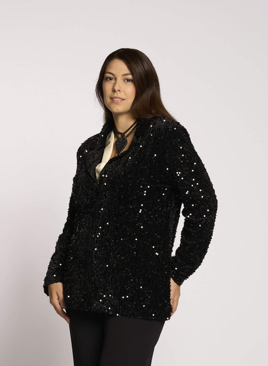Giacca in ciniglia ricamata con paillettes curvy