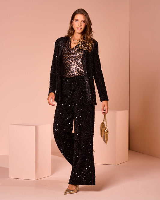 Giacca in ciniglia ricamata con paillettes