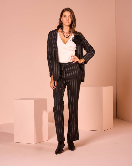 Giacca in gessato con paillettes