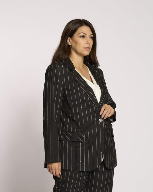 Giacca in gessato con paillettes curvy