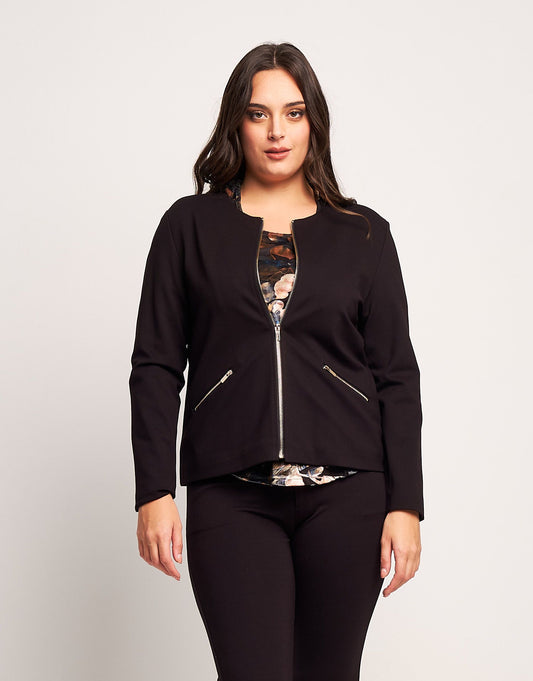 Giacca in punto Milano con zip dorate curvy