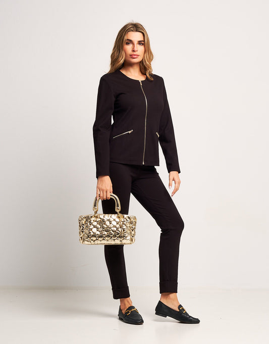 Giacca in punto Milano con zip dorate