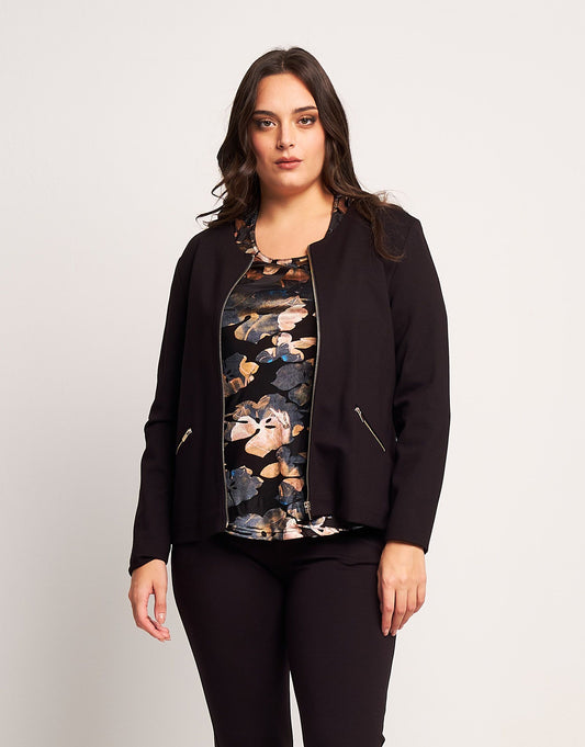 Giacca in punto Milano con zip dorate curvy