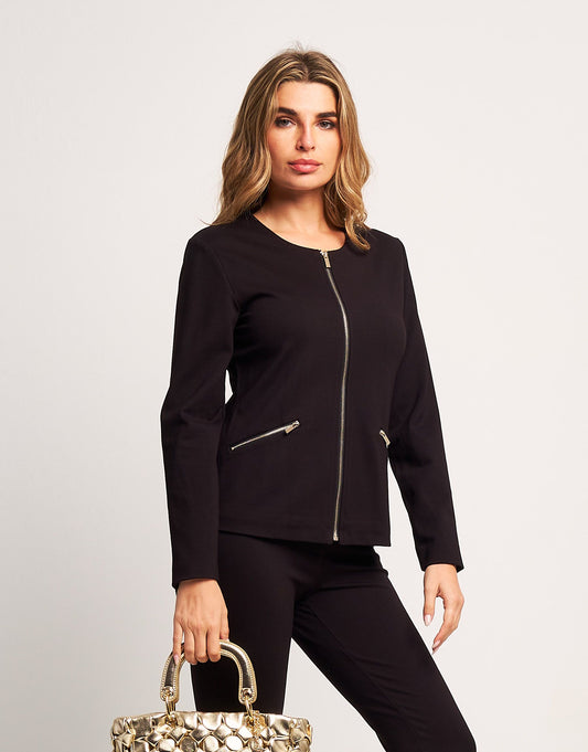 Giacca in punto Milano con zip dorate