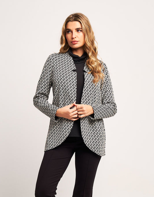 Giacca jacquard a pois con collo revers