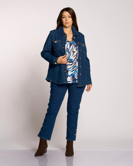 Giacca lunga con morsetti e taschini curvy