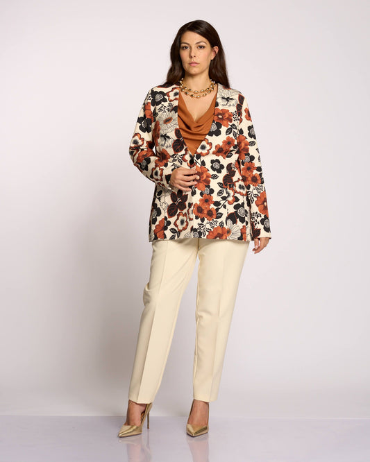 Giacca senza collo con bottone curvy