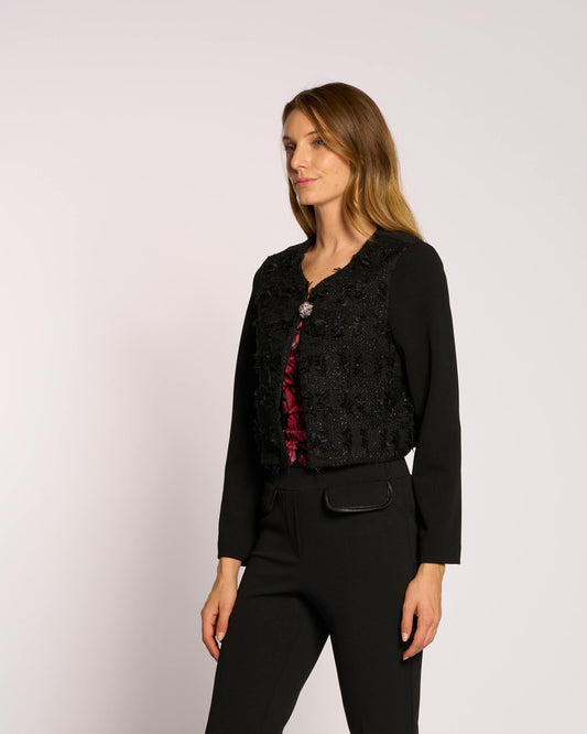 Giacchino corto con tessuto sfrangiato