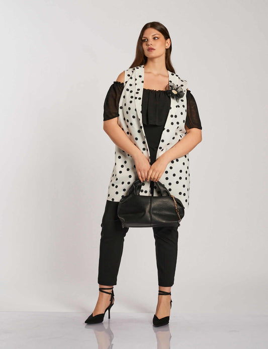 Gilet a pois con scollo a scialle curvy