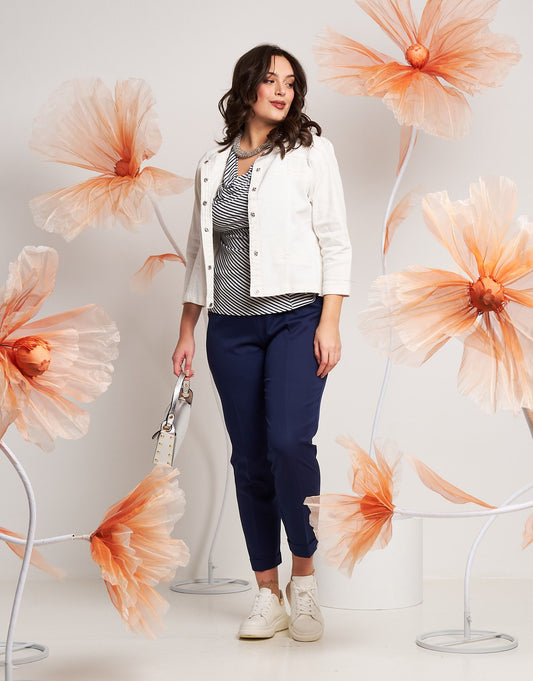 Giubbino in cotone con perle curvy