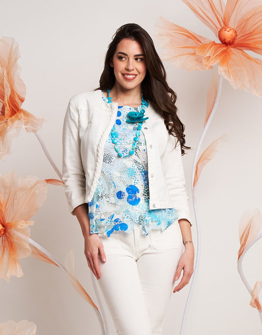 Giubbino in cotone con perle