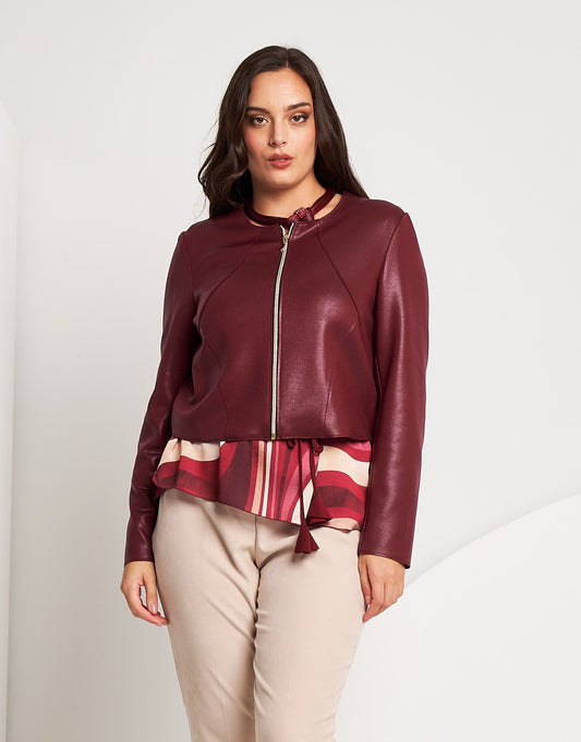 Giubbino in ecopelle con zip curvy