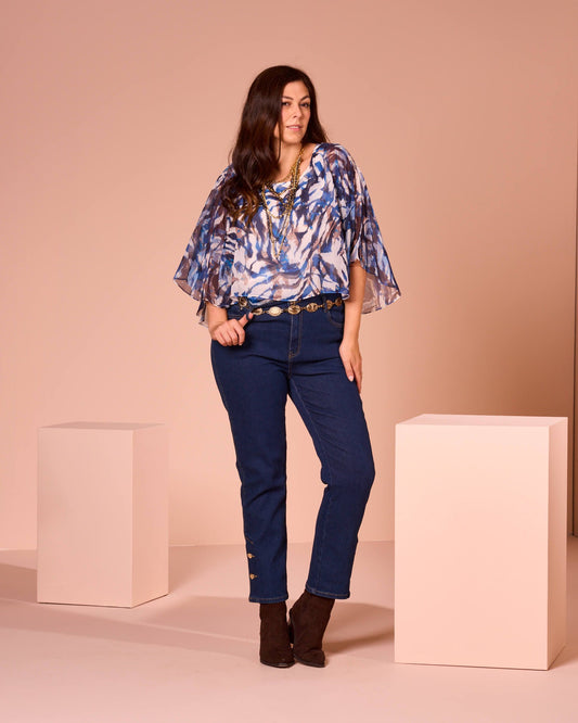 Jeans 5 tasche con bottoni curvy