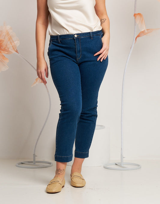 Jeans cropped con tasche alla francese curvy