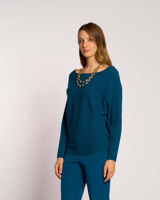 Maglia a coste con maniche a pipistrello