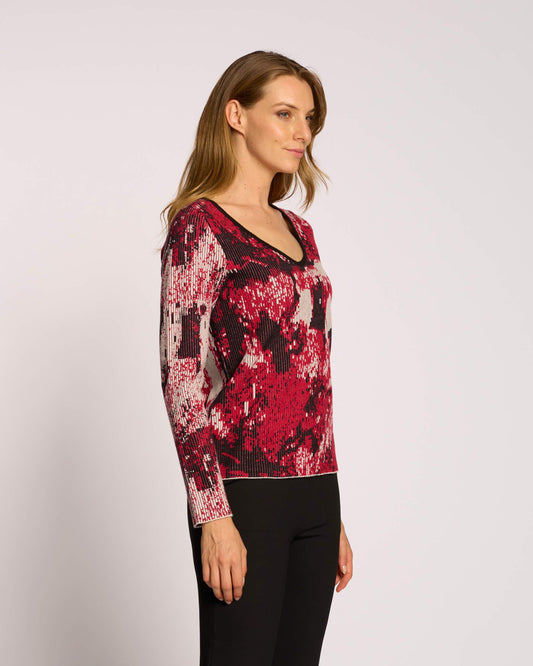 Maglia a coste con scollo a V