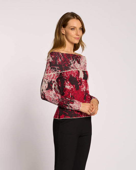 Maglia a coste con spalle scoperte