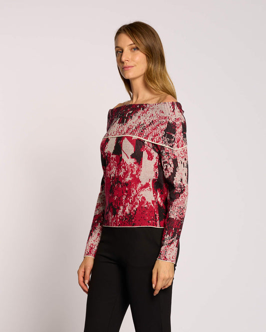 Maglia a coste con spalle scoperte