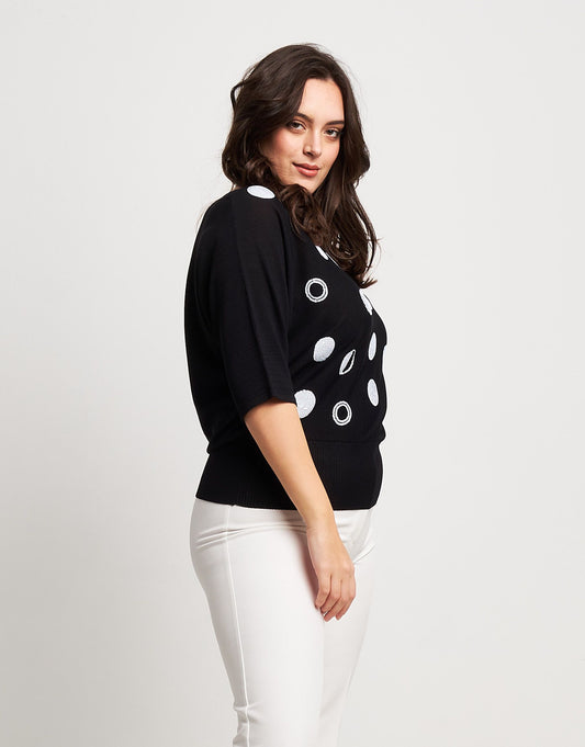 Maglia a pipistrello con paillettes curvy