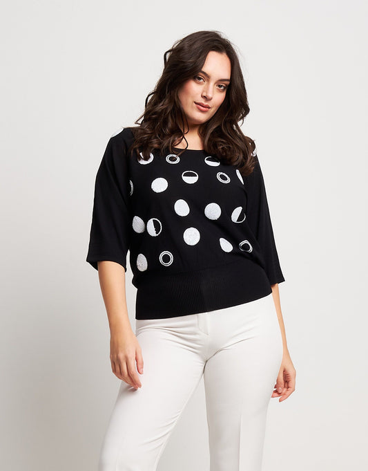 Maglia a pipistrello con paillettes curvy