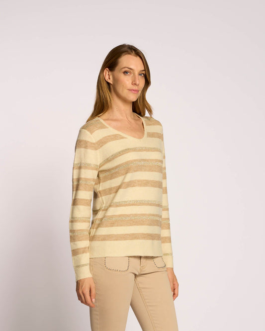 Maglia a righe con scollo a V