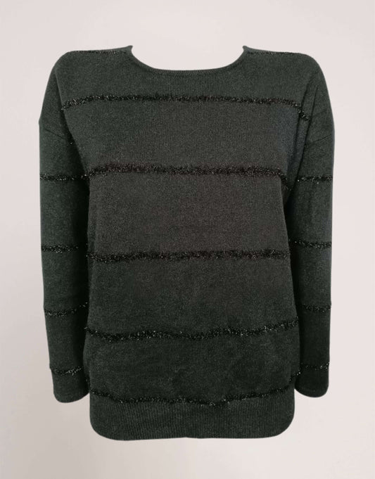 Maglia a scatola con righe in lurex