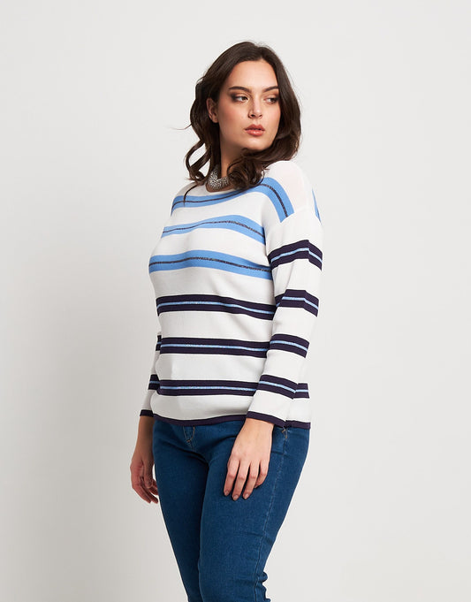 Maglia a scatola righe lurex curvy