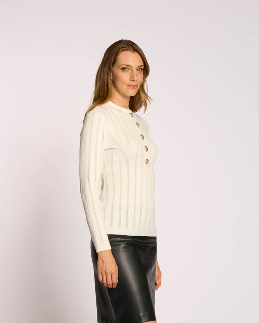 Maglia aderente a coste con bottoni
