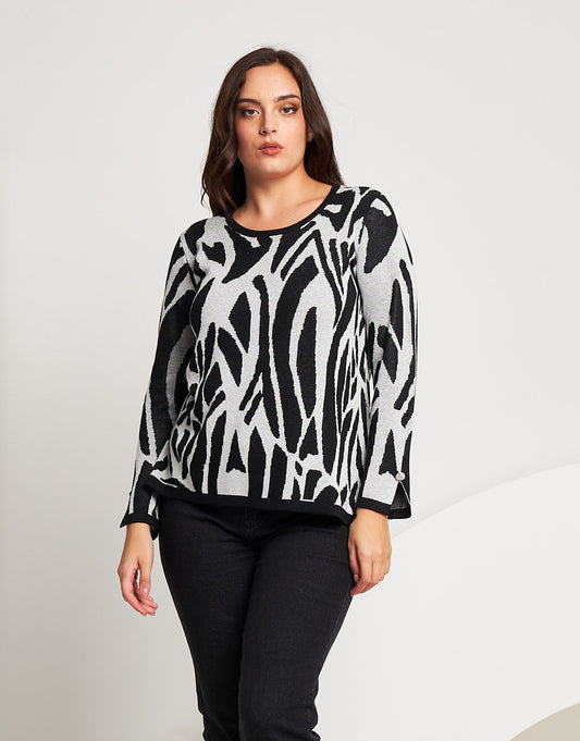 Maglia bicolore con bottoni ai polsi curvy