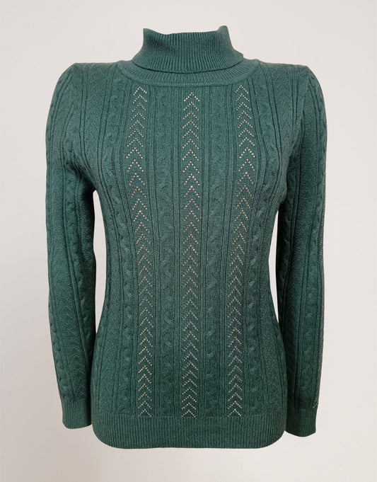 Maglia collo alto con lavorazione e strass