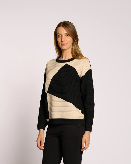 Maglia color block con lavorazione