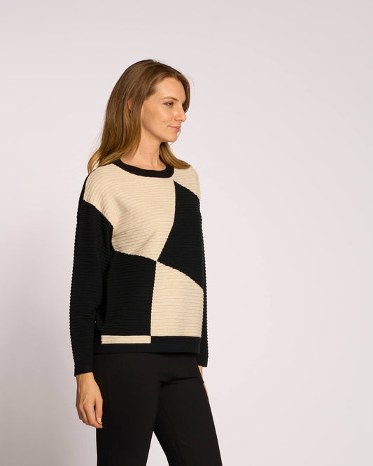 Maglia color block con lavorazione