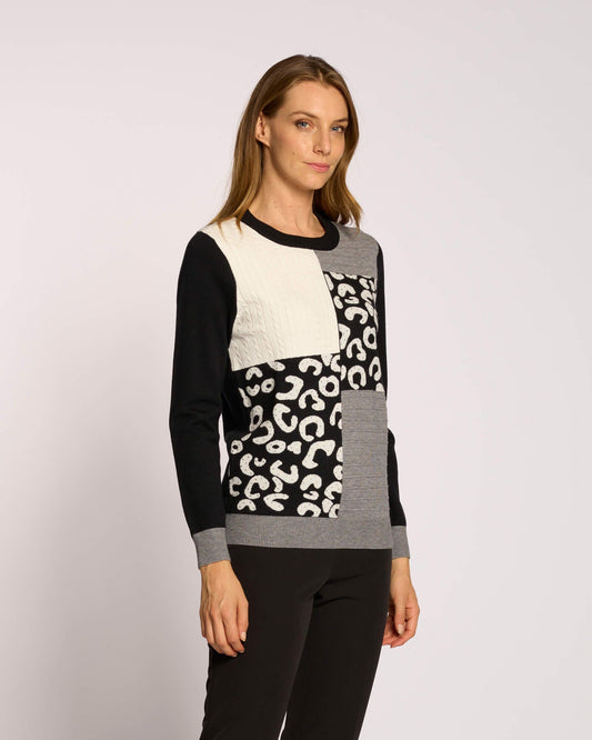 Maglia color block con strass