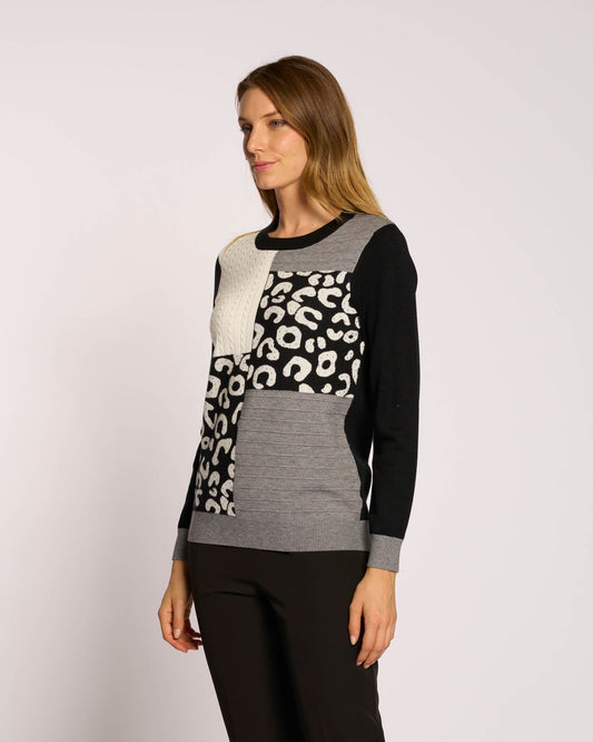 Maglia color block con strass