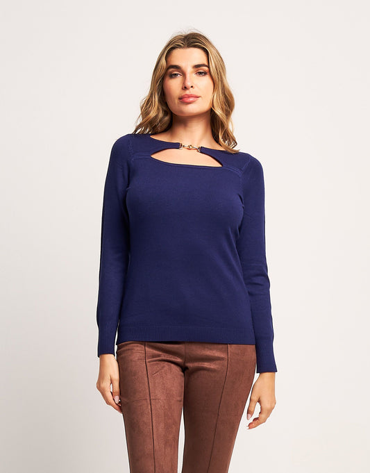 Maglia con apertura e gancino sullo scollo