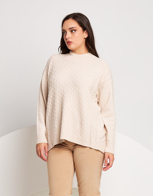 Maglia con coste e fondo stondato curvy