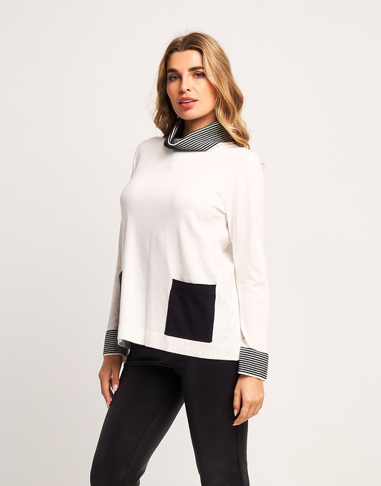 Maglia con dettagli a righe e tasche