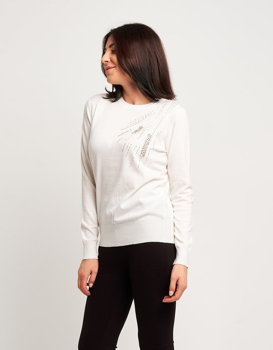 Maglia con dettaglio ricamato in pietre